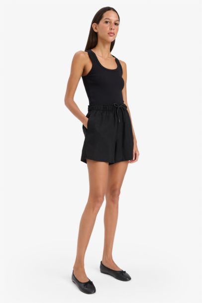 Шорты Из Смеси Льна с Высокой Талией