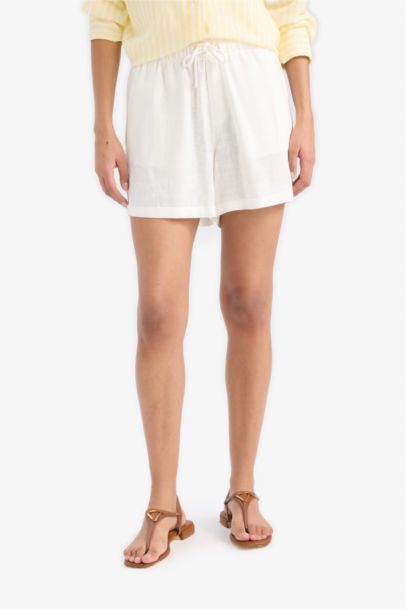 Linen Blended High Waist Shorts
