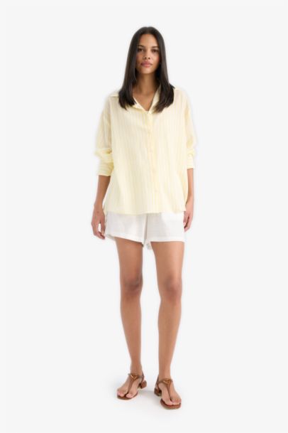 Linen Blended High Waist Shorts