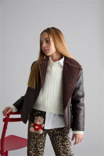 Pelüş Astar Fermuarlı Cepli Mont Kız Çocuk