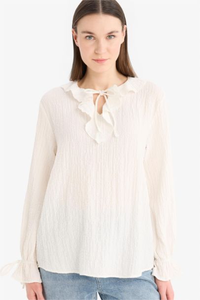 Crinkle Viscose Long Sleeve Tunic