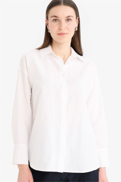 Relax Fit Poplin Shirt Collar Long Sleeve Tunic