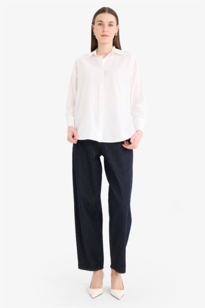Relax Fit Poplin Shirt Collar Long Sleeve Tunic