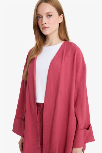 Relax Fit Crinkle Fabric V-Neck Long Sleeve Tunic