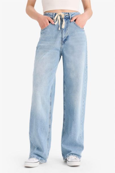 بنطرون جينز برجل واسع وايد ليج