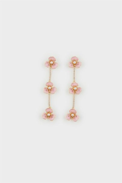 Woman Floral Dangle Earrings