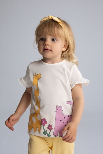 Baby Girl Animal Patterned Ribbed Camisole 3 Piece Set