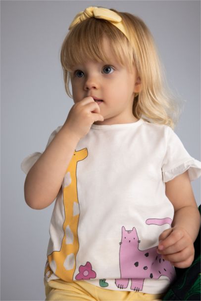 Baby Girl Animal Patterned Ribbed Camisole 3 Piece Set