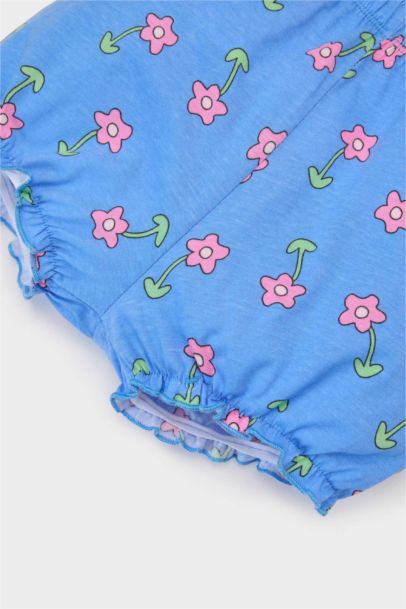 طقم تيشيرت بنات و سالوبيت فلورال- قطعتين