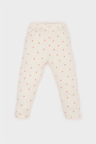 سروال ضيق مضلع بطبعة قلوب بخصر مطاطي