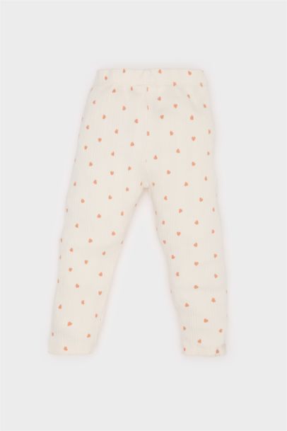 سروال ضيق مضلع بطبعة قلوب بخصر مطاطي