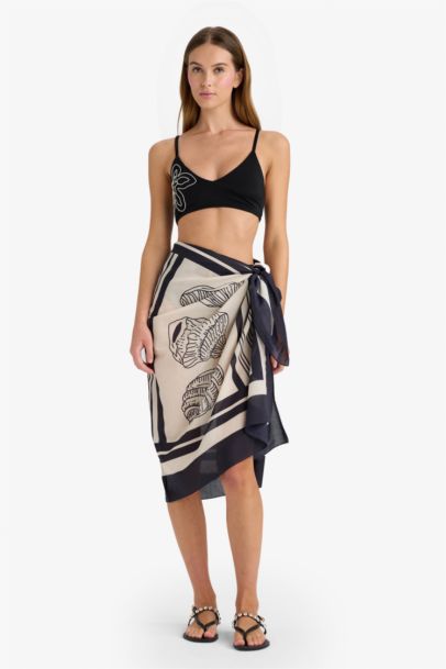 Fall in Love Regular Fit Palm Tree Patterned Cotton Beachwear