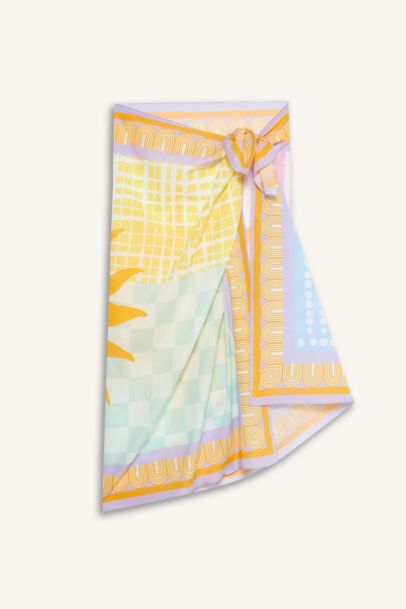 Fall in Love Regular Fit Palm Tree Patterned Cotton Beachwear