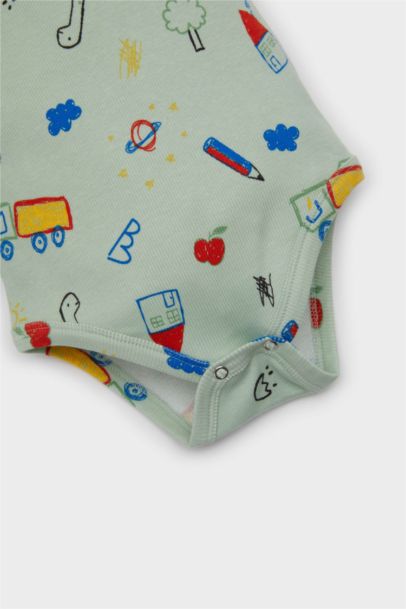 Baby Boy Dinosaur Printed Snap Body Shorts 2 Piece Set