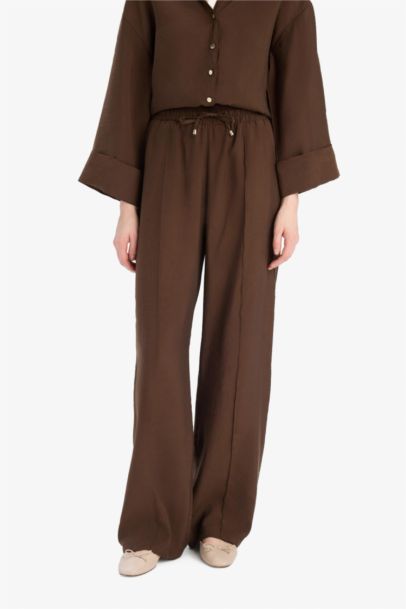 Pantalon large en modal taille haute Coupe droite