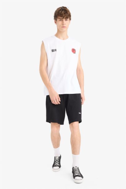 Slim Fit Thin Sweatshirt Fabric Printed Shorts