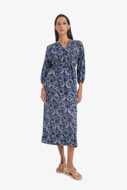 Animal Print Half Sleeve Maxi Dress