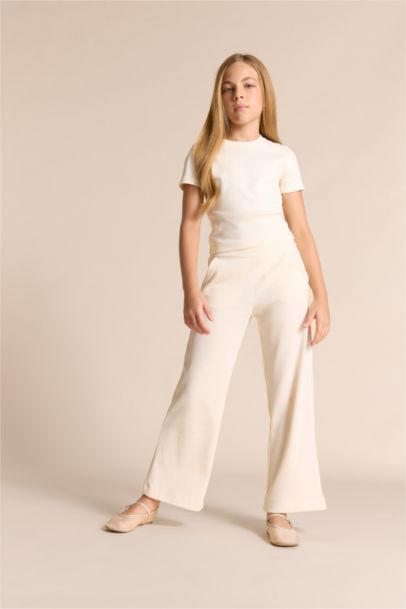 Girl Waffle Wide Leg Trousers