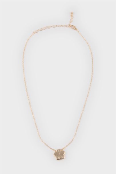 Woman Green Floral Gold Necklace