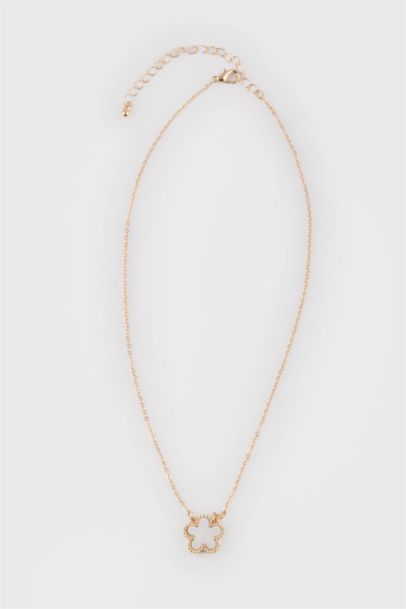 قلادة ذهبي نسائي فلورال ابيض