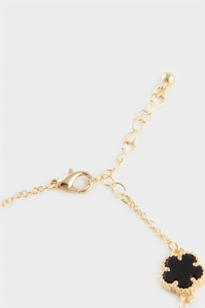 Woman Black Floral Gold Bracelet