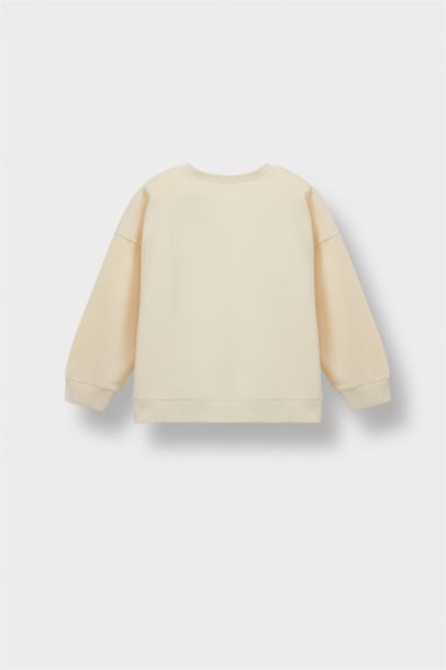 Kız Bebek Bisiklet Yaka Çiçekli Sweatshirt