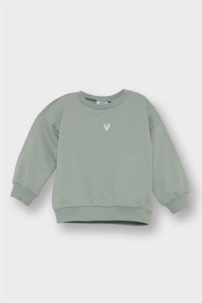 Bisiklet Yaka İçi Yumuşak Tüylü Sweatshirt Kız Bebek