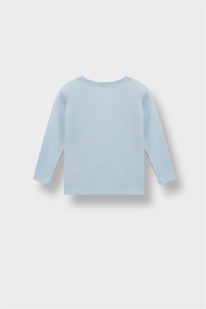 Erkek Bebek Bisiklet Yaka Basic Düz Uzun Kollu Tişört