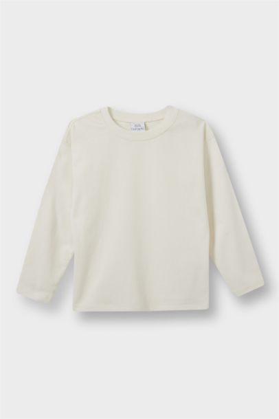 Erkek Bebek Bisiklet Yaka Basic Düz Uzun Kollu Tişört 