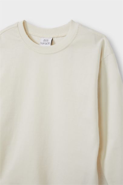 Erkek Bebek Bisiklet Yaka Basic Düz Uzun Kollu Tişört 