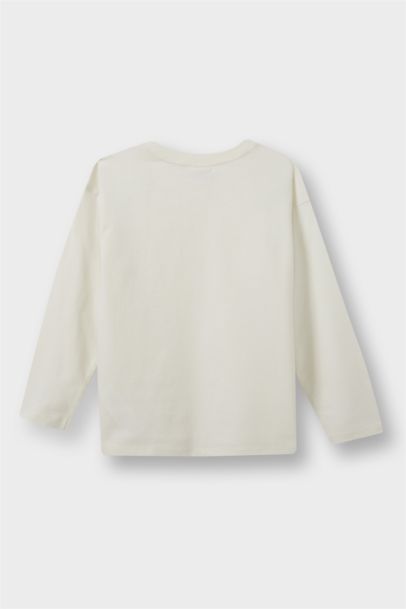 Erkek Bebek Bisiklet Yaka Basic Düz Uzun Kollu Tişört 