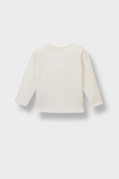 تيشيرت بيبي بناتي ردن طويل قصة عادية بياخة مستديرة