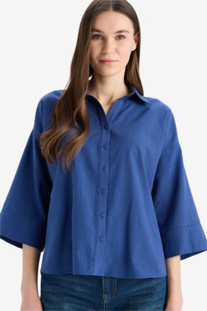 Regular Fit Linen Blend Short Sleeve Shirt