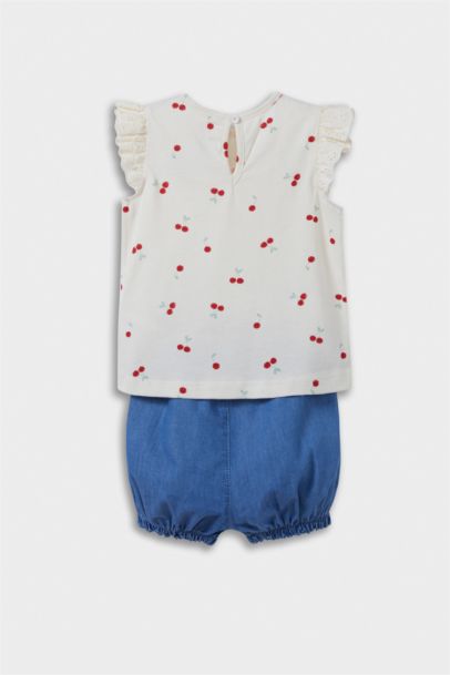 Baby Girl Fruit Patterned Denim 3 Piece Set