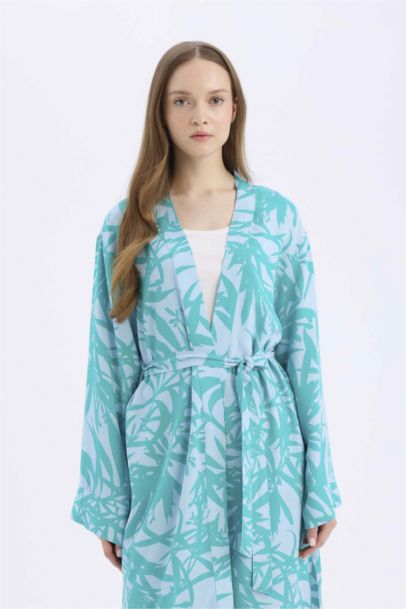 كيمونة بنمط عرقي قصة مريحة بياخة V