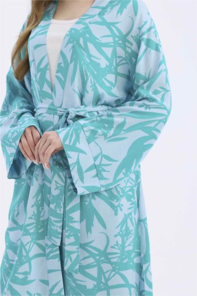 كيمونة بنمط عرقي قصة مريحة بياخة V