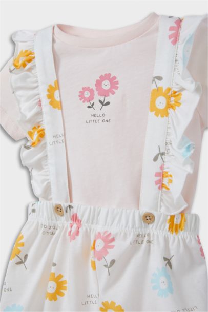 Baby Girl Floral Cotton T-Shirt Jumpsuit 2 Piece Set