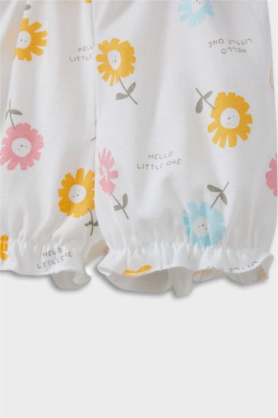 Baby Girl Floral Cotton T-Shirt Jumpsuit 2 Piece Set