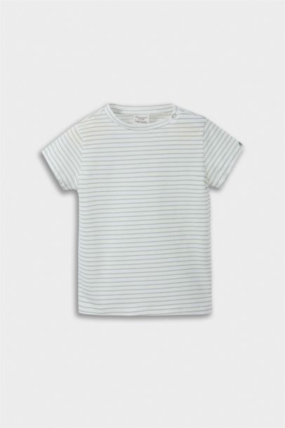 Ensemble T-shirt rayé et Salopette en tissu gaufré avec Chapeau pour bébé garçon