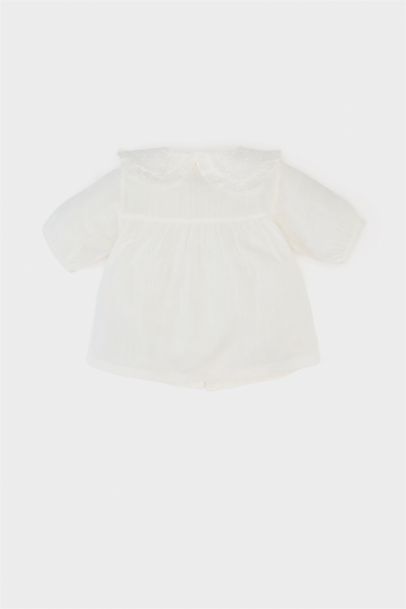 قميص قصة عادية بياقة بالدانتيل