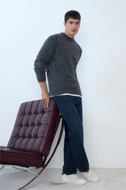 Pull en maille à col rond Coupe décontractée