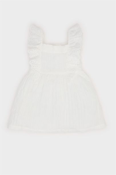 فستان من بوبلين قصة عادية بدون كم