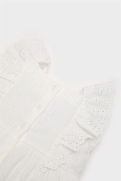 فستان من بوبلين قصة عادية بدون كم