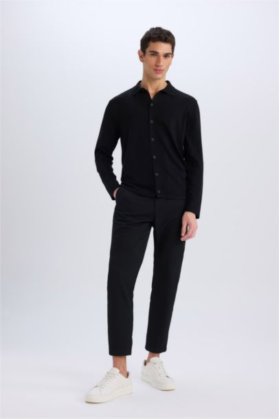 Standard Fit Polo Collar Knitwear Cardigan