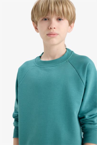 Bisiklet Yaka Basic Düz Okul Sweatshirt Erkek Çocuk