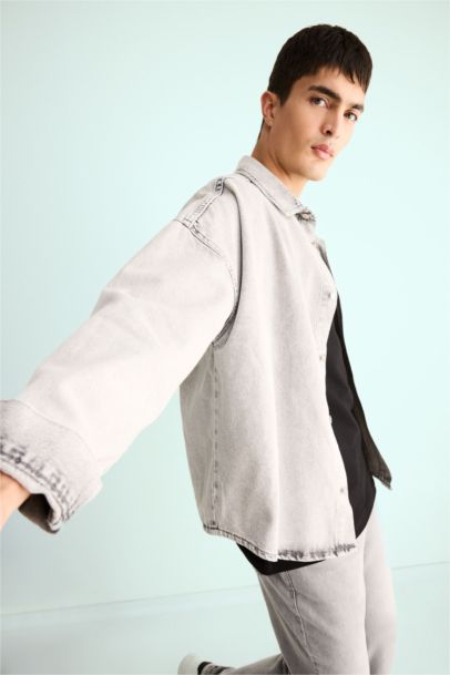 Chemise en jean oversize à manches longues