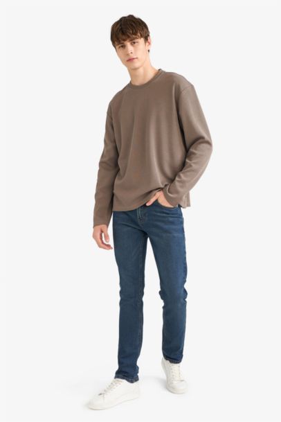 Regular Fit Crew Neck Knit Look T-Shirt