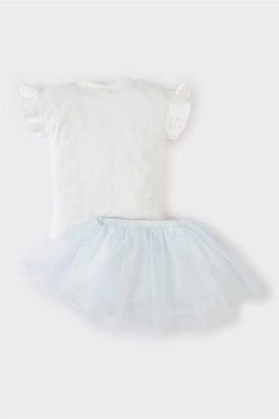 Girl Printed Short Sleeve T-Shirt Tutu Skirt 2 Piece Set