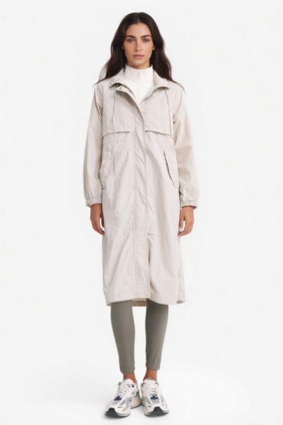 Imperméable long zippé à capuche Coupe régulière