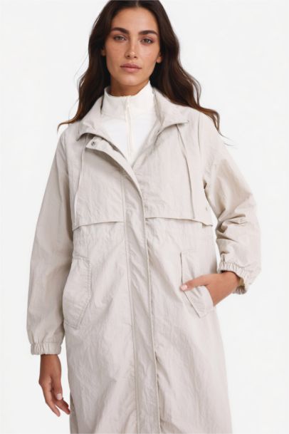 Imperméable long zippé à capuche Coupe régulière